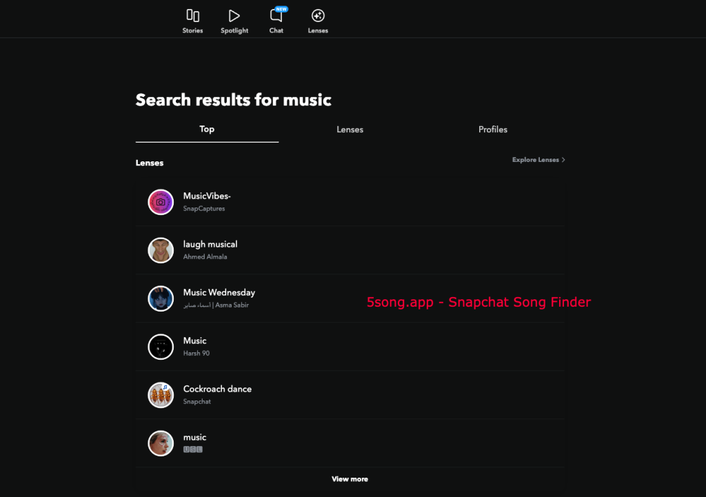 Snapchat song finder